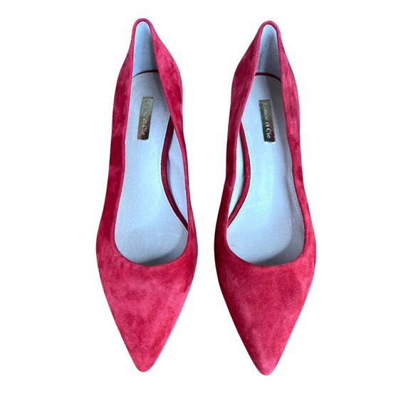 Louise Et Cie Red Suede Pointed Toe Kitten Heels Size 8.5M - Picture 3 of 16